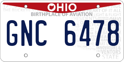 OH license plate GNC6478