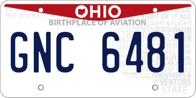 OH license plate GNC6481