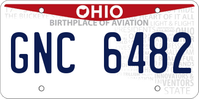 OH license plate GNC6482