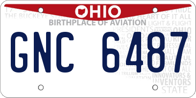 OH license plate GNC6487