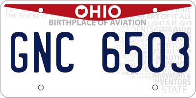 OH license plate GNC6503