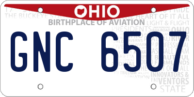 OH license plate GNC6507