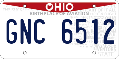 OH license plate GNC6512