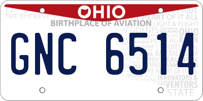 OH license plate GNC6514