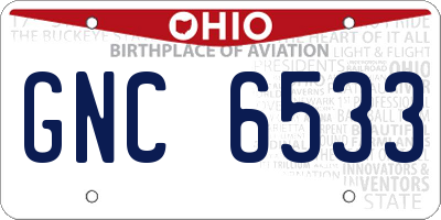 OH license plate GNC6533