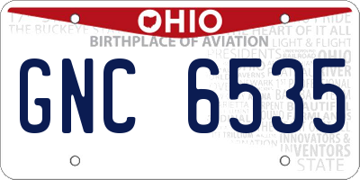 OH license plate GNC6535