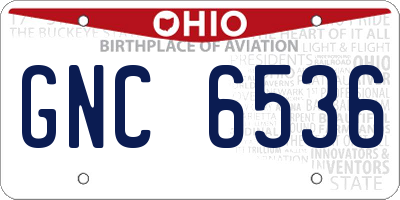 OH license plate GNC6536