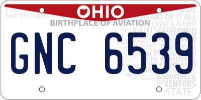 OH license plate GNC6539