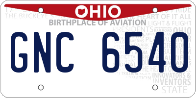 OH license plate GNC6540