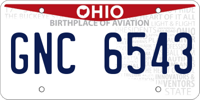 OH license plate GNC6543
