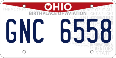OH license plate GNC6558