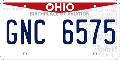 OH license plate GNC6575