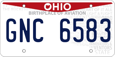OH license plate GNC6583