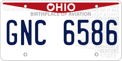 OH license plate GNC6586
