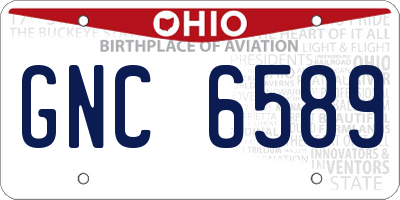 OH license plate GNC6589