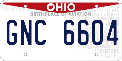 OH license plate GNC6604