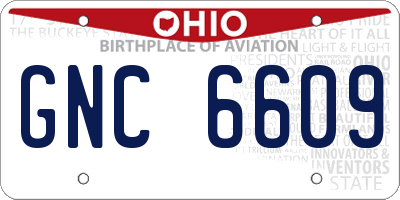 OH license plate GNC6609