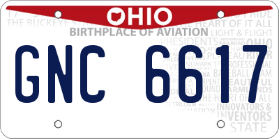 OH license plate GNC6617