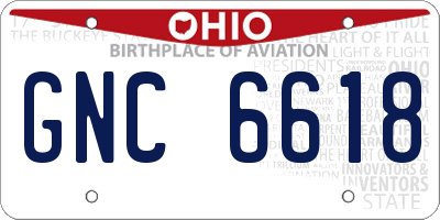 OH license plate GNC6618
