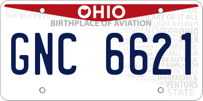 OH license plate GNC6621
