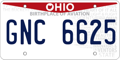 OH license plate GNC6625
