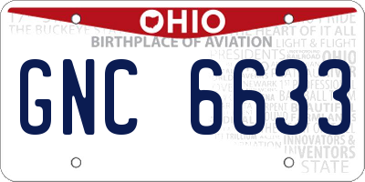 OH license plate GNC6633