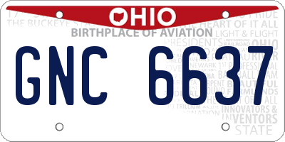 OH license plate GNC6637