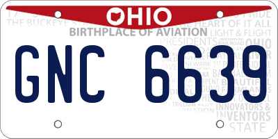 OH license plate GNC6639