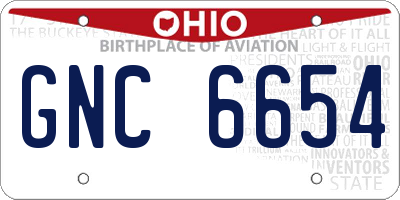 OH license plate GNC6654