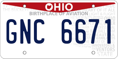 OH license plate GNC6671