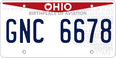 OH license plate GNC6678