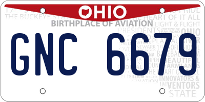 OH license plate GNC6679