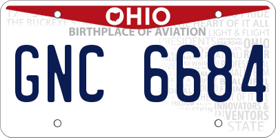 OH license plate GNC6684