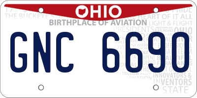 OH license plate GNC6690