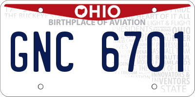 OH license plate GNC6701