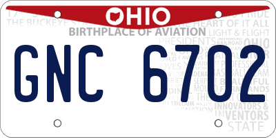 OH license plate GNC6702