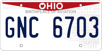 OH license plate GNC6703