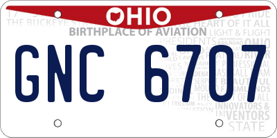 OH license plate GNC6707