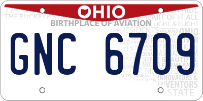 OH license plate GNC6709