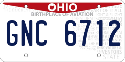 OH license plate GNC6712