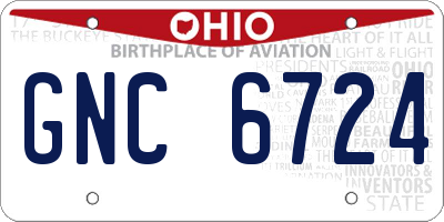OH license plate GNC6724