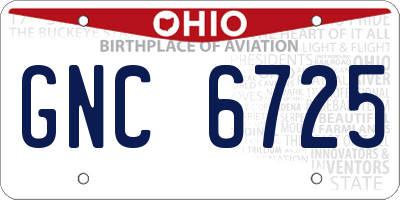 OH license plate GNC6725