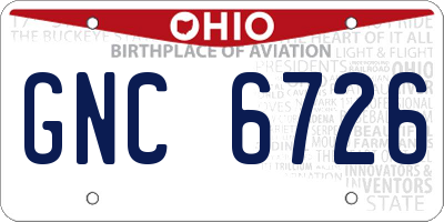 OH license plate GNC6726
