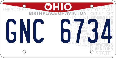 OH license plate GNC6734