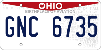 OH license plate GNC6735