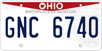 OH license plate GNC6740