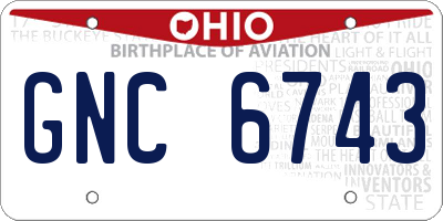 OH license plate GNC6743