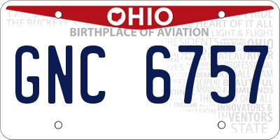 OH license plate GNC6757