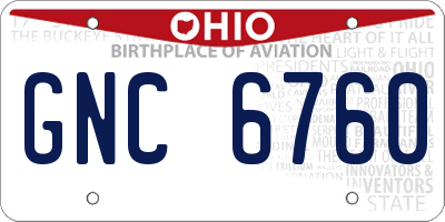 OH license plate GNC6760