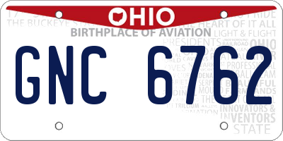 OH license plate GNC6762